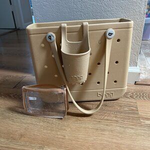 BOGG BAG Tan Tote with Clear Pouch
